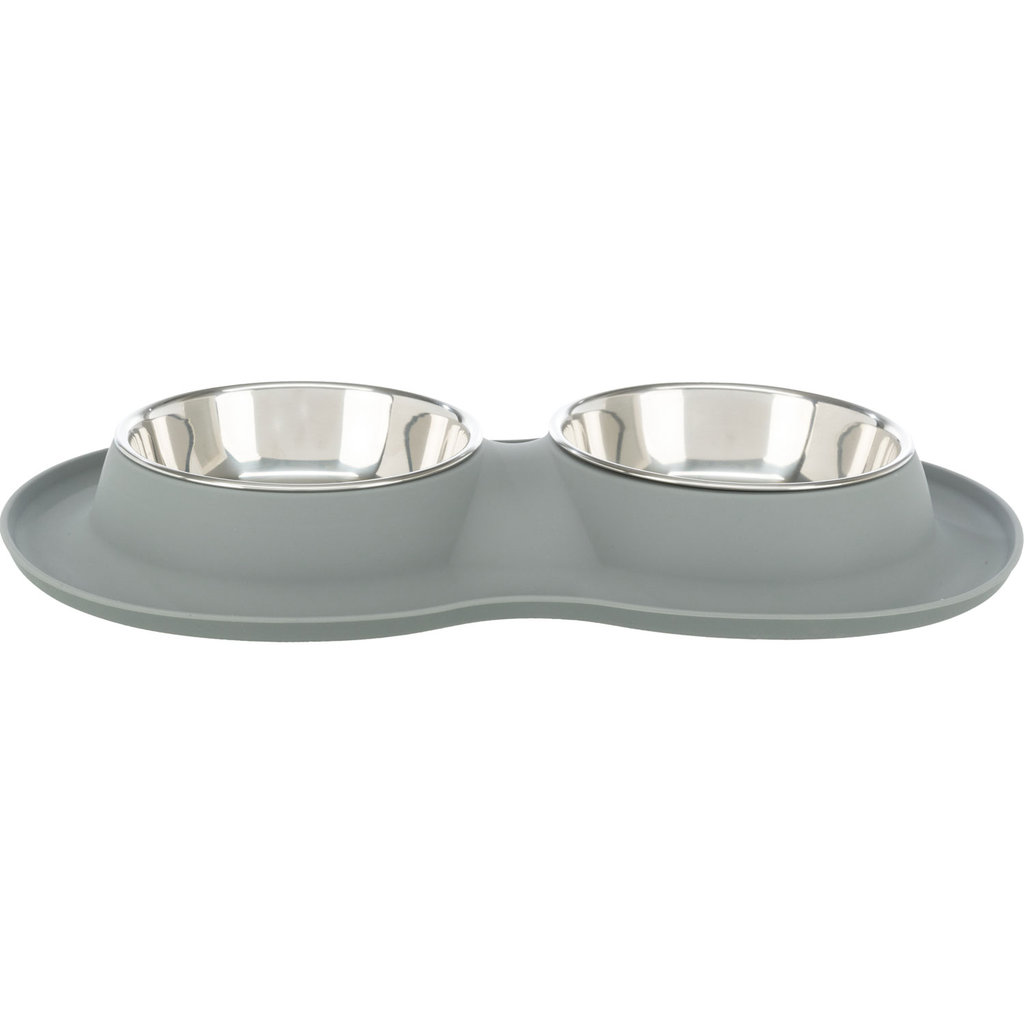 Bowl set, silicone/stainless steel, 2 × 0.4 l/ø 16 cm/40 × 5 × 23 cm, grey