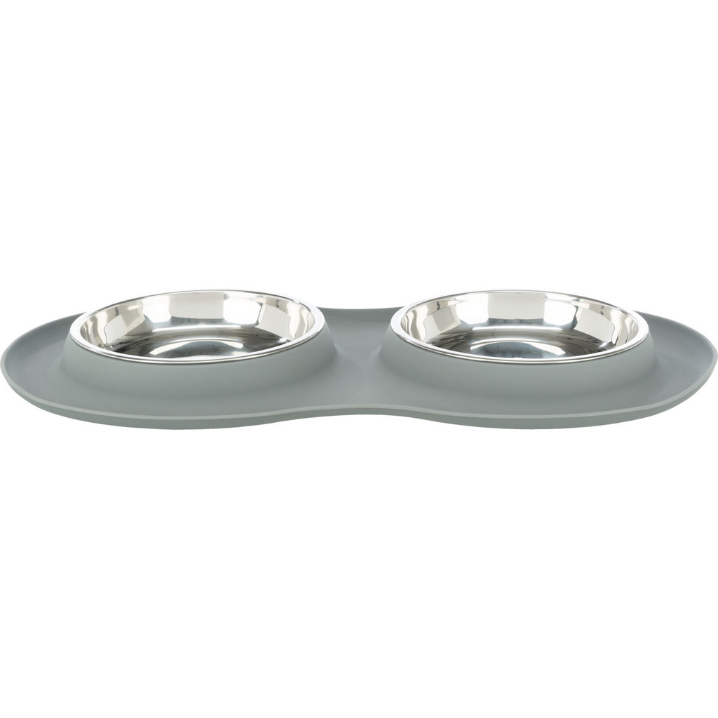 Bowl set, silicone/stainless steel, 2 × 0.3 l/ø 16 cm/47 × 3 × 26 cm, grey
