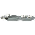 Bowl set, silicone/stainless steel, 2 × 0.3 l/ø 16 cm/47 × 3 × 26 cm, grey