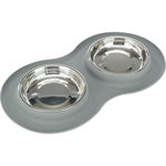 Bowl set, silicone/stainless steel, 2 × 0.3 l/ø 16 cm/47 × 3 × 26 cm, grey