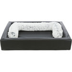 Harvey cushion roll, plush, ø 8 × 140 cm, white-black