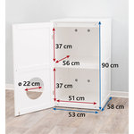 Cat house for litter box XL, 2 levels, MDF, 53 × 90 × 58 cm, white