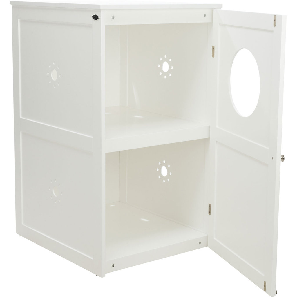 Cat house for litter box XL, 2 levels, MDF, 53 × 90 × 58 cm, white