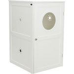 Cat house for litter box XL, 2 levels, MDF, 53 × 90 × 58 cm, white