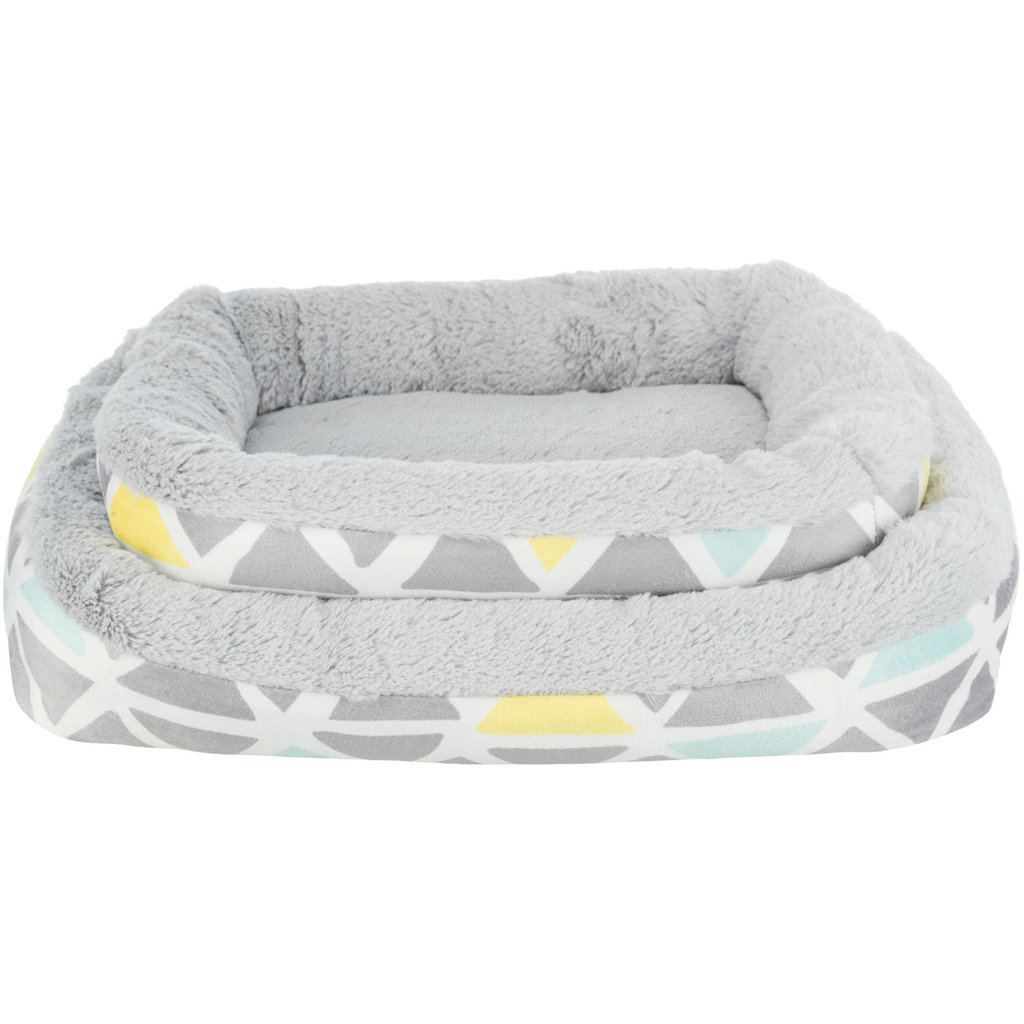 Bunny cuddly bed, square, plush, 38 × 7 × 25 cm, multi coloured//grey