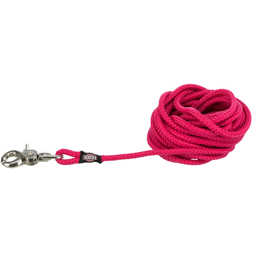 Tracking leash, trigger snap hook, round, S–L: 20 m/ø 6 mm, fuchsia