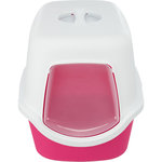 Vico cat litter tray, with hood, 40 × 40 × 56 cm, pink/white