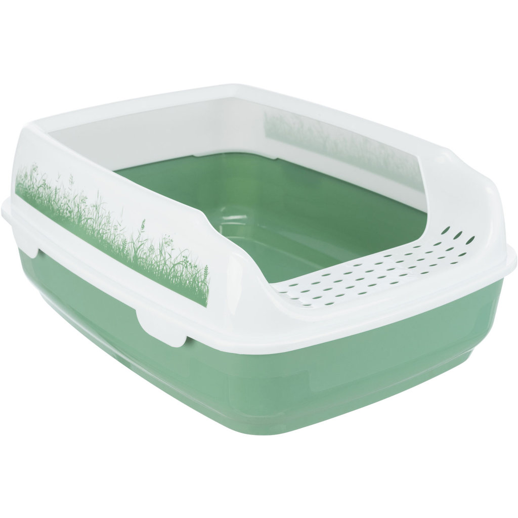 Delio cat litter tray, with rim, 35 × 20 × 48 cm, green/white