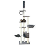 Poste Rascador Madrid, Suelo-Techo, 245-270 cm, Plata