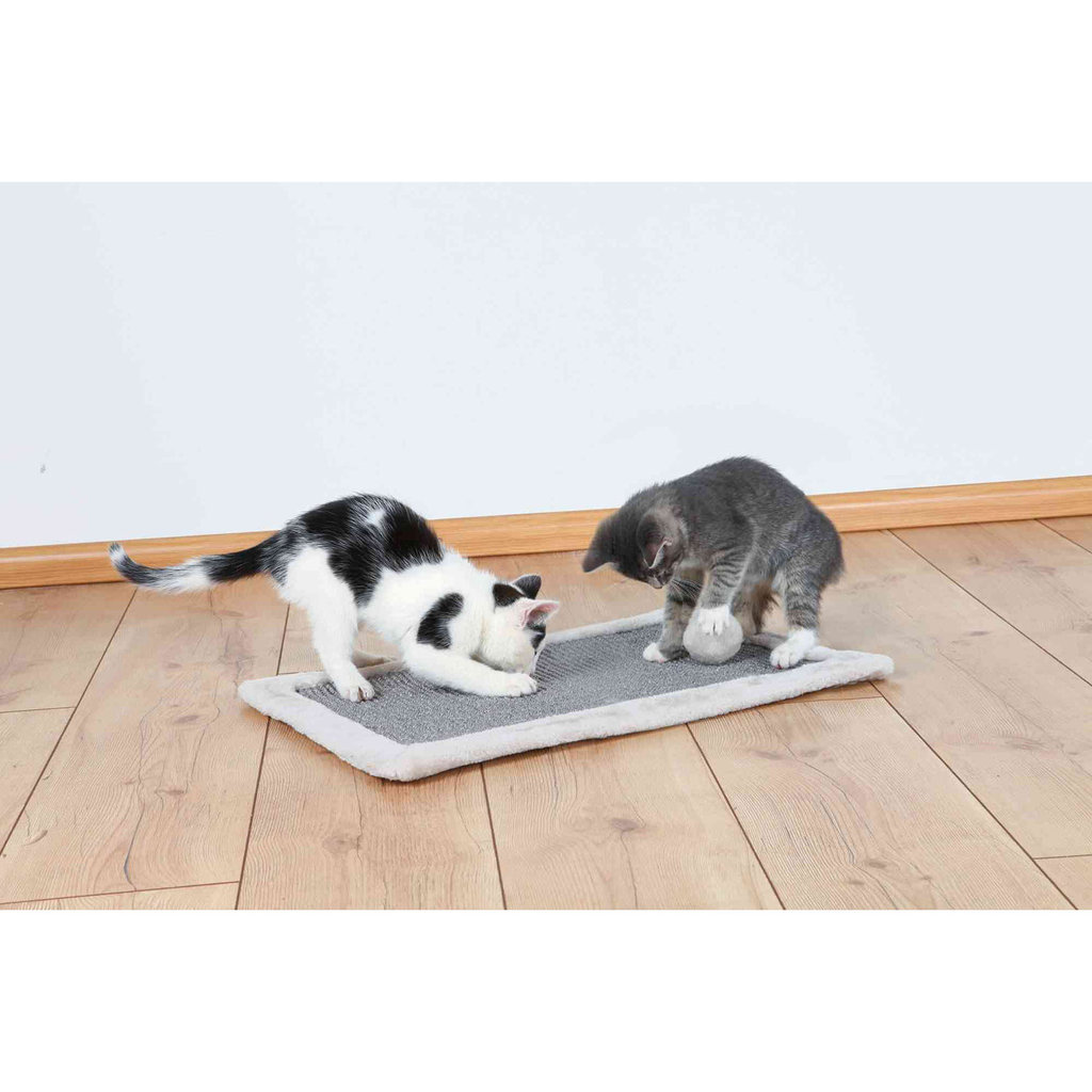 Scratching mat with plush border, 55 × 35 cm, grey/light grey