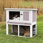 natura small animal hutch with outdoor run, 104 × 97 × 52 cm, brown
