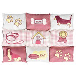 Manta Patchwork, 80 × 55 cm, Beige-Rojo