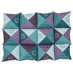 Manta Patchwork, 70 × 50 cm, Azul Petróleo-Morado