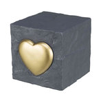 Piedra Conmemorativa Cubo Corazón, 11 × 11 × 11 cm, Gris