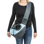 Sling front bag, 50 × 25 × 18 cm, light grey/light blue