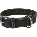 Rustic fatleather collar Heartbeat, L–XL: 55–65 cm/40 mm, black