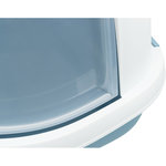 Primo XXL Top cat litter tray with hood, 56 × 47 × 71 cm, blue/white