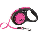 flexi New NEON, Cinta Enrollable, S: 5 m, Rosa Neón