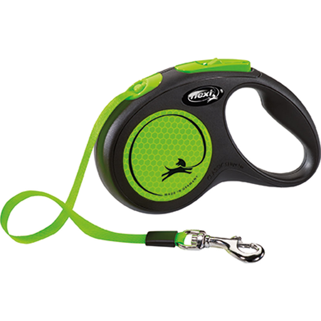 flexi New NEON, Cinta Enrollable, S: 5 m, Verde Neón