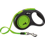 flexi New NEON, Cinta Enrollable, S: 5 m, Verde Neón