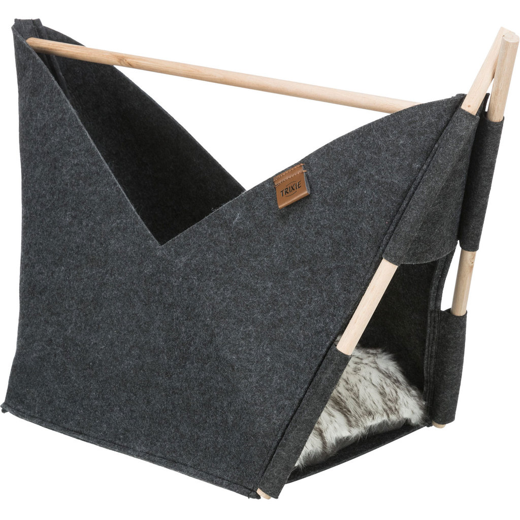 Elise cave, felt, with cushion, 63 × 44 × 30 cm, anthracite