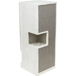 Torre Rascador Gerardo, sisal y felpa, 100 cm, Blanco-Gris