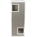 Torre Rascador Gerardo, sisal y felpa, 100 cm, Blanco-Gris