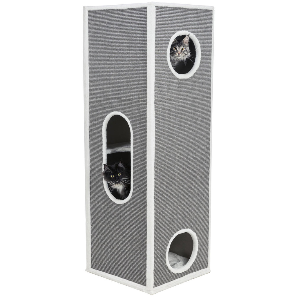 Stefano cat tower XXL, sisal/plush, 178 cm, grey/light grey