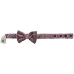 8 Xmas collars with bow, velvet look/plush, light lilac, green