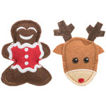Figura de Navidad de alce y pan de jengibre, fieltro, 8 cm, 2 uds.