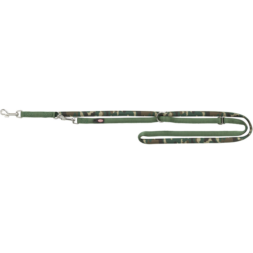 Premium adjustable leash, neoprene padded, M–L: 2.00 m/20 mm, camouflage/forest green