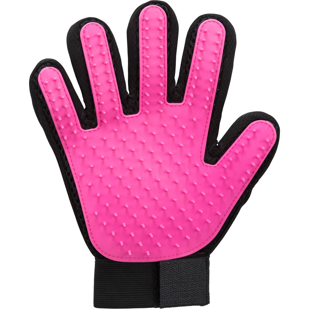 Fur care glove, mesh material/TPR, 16 × 24 cm, pink/black
