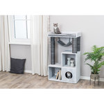 Poste de rascado con función de estantería, Gris, 72 × 110 × 38 cm