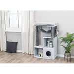 Poste de rascado con función de estantería, Gris, 72 × 110 × 38 cm