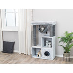 Poste de rascado con función de estantería, Gris, 72 × 110 × 38 cm