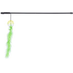 Playing rod with rattle ball and feather, plastic, 46 cm