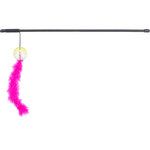 Playing rod with rattle ball and feather, plastic, 46 cm