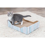 Scratching bed, cardboard, catnip, 45 × 12 × 33 cm, turquoise