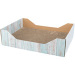 Scratching bed, cardboard, catnip, 45 × 12 × 33 cm, turquoise