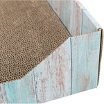 Scratching bed, cardboard, catnip, 45 × 12 × 33 cm, turquoise