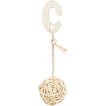 3 Rattan balls with bell, 24 cm