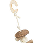 Nibbling swing, coconut/wood/rattan, 20 × 30 cm