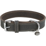 Rustic fatleather collar, L–XL: 57–66 cm/30 mm, grey