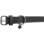 Rustic fatleather collar, L–XL: 57–66 cm/30 mm, grey