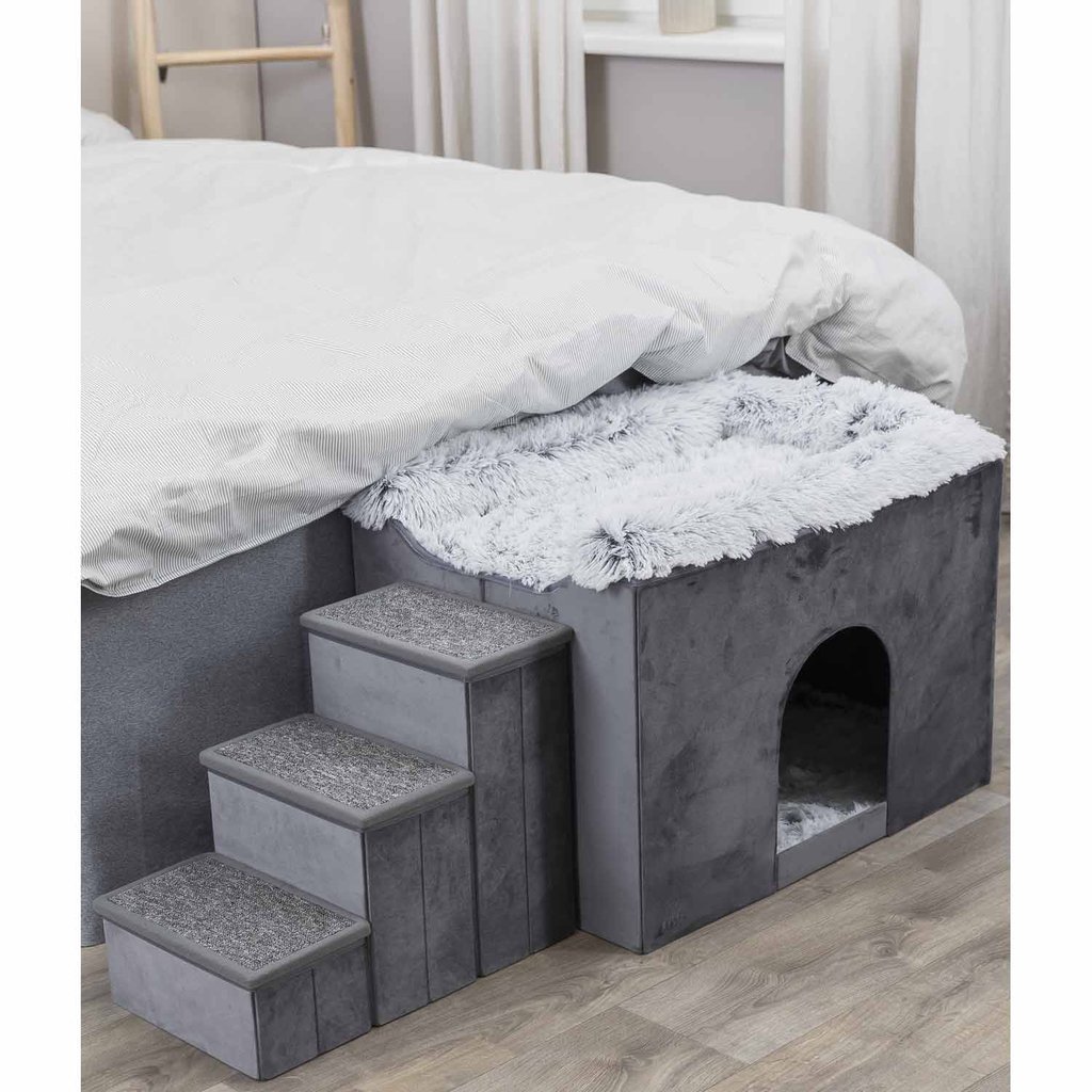 Harvey cave with steps, 119 × 47 × 50 cm, Grey/White-Black