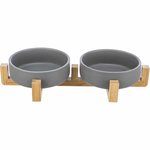 Bowl set, ceramic/wood, 0.3 l/31 × 6 × 16 cm, Grey/Natural