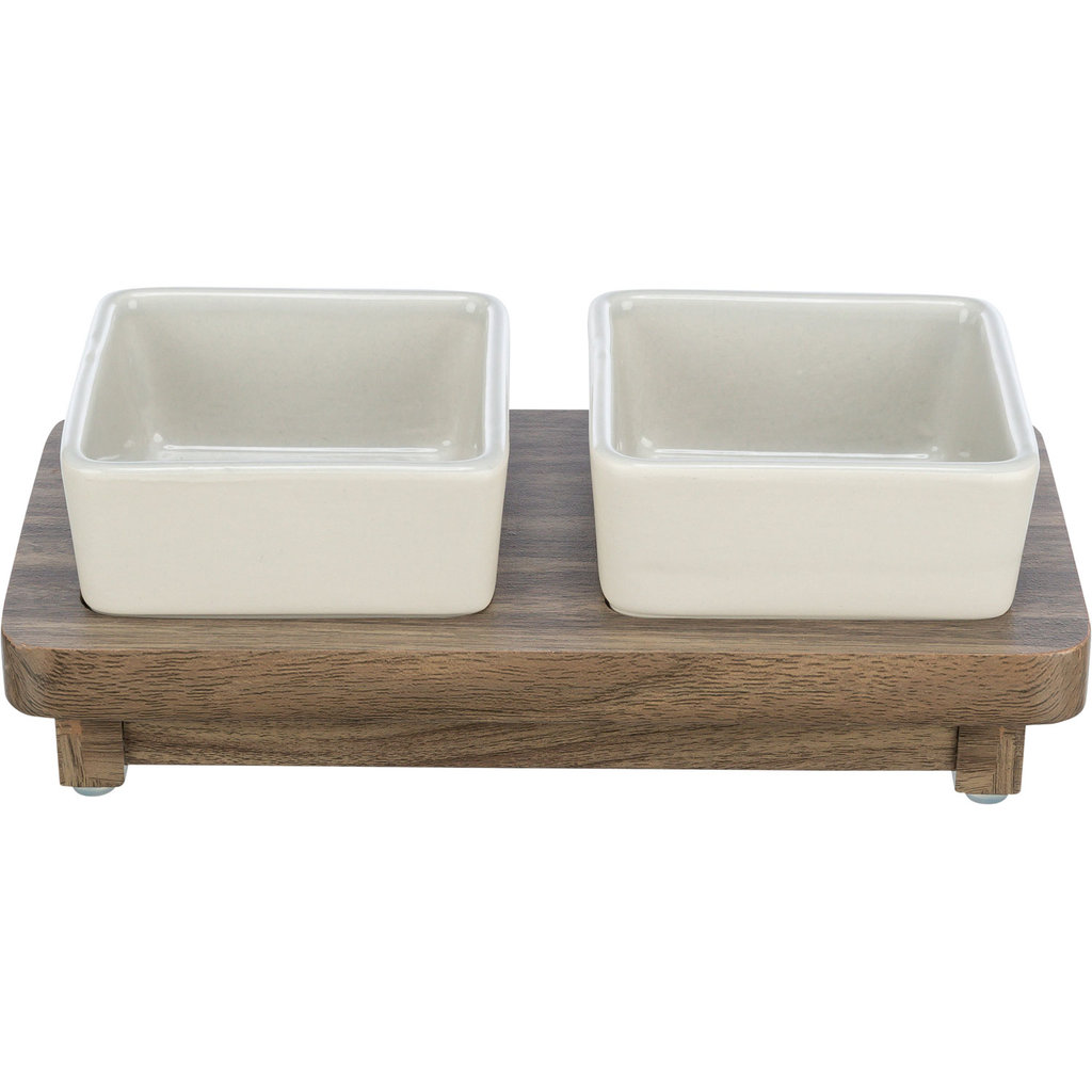 Set Comederos CityStyle, cerámica/madera DM, cerámica/MDF, 2 × 0.4 l/12 × 12