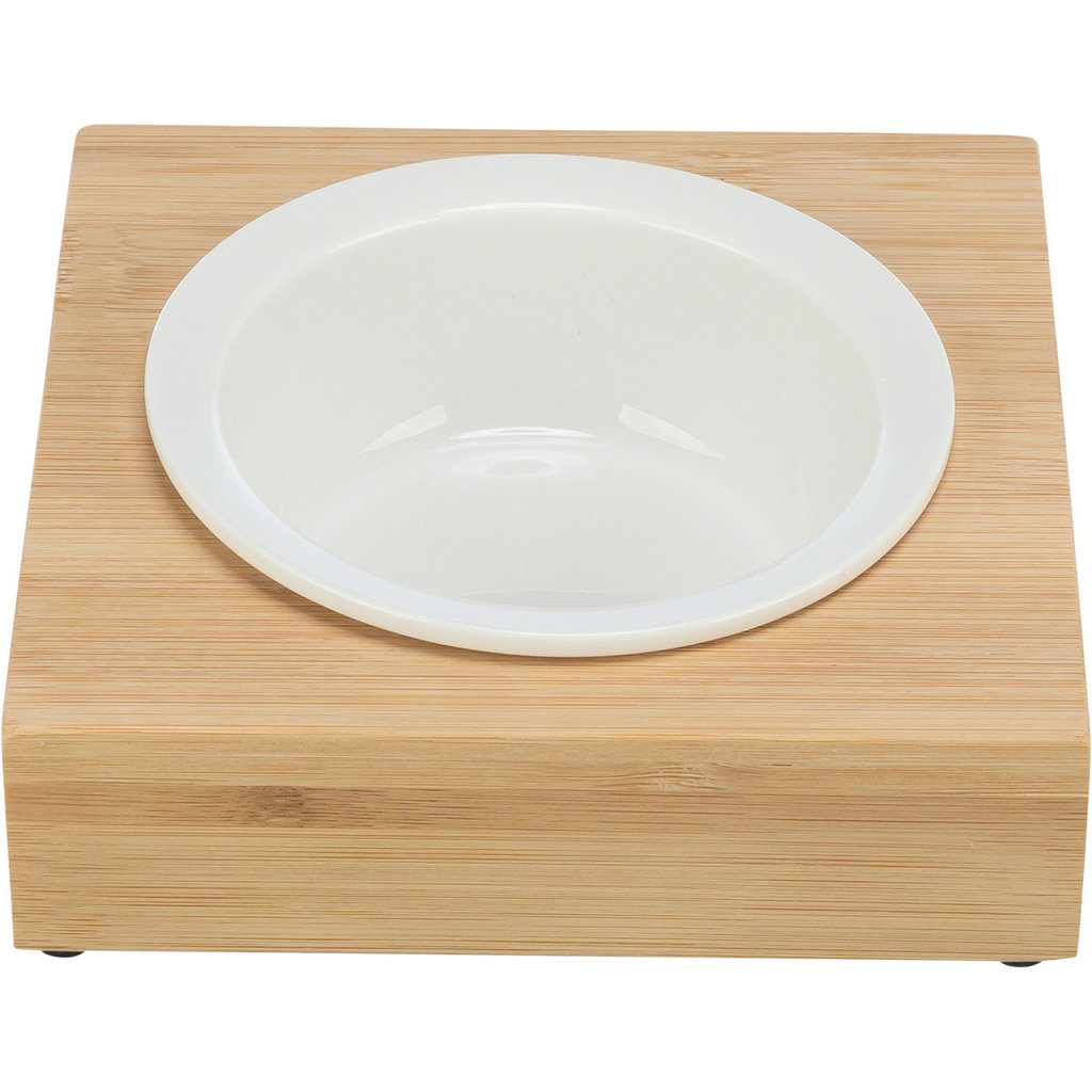 Comedero de cerámica, cerámica/bamboo, 0.25 l/ø 12 cm/15 × 5 × 15 cm