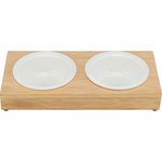 Set Comederos, cerámica/bambú, cerámica/bamboo, 2 × 0.25 l/ø 12 cm/30 × 5 × 14 cm