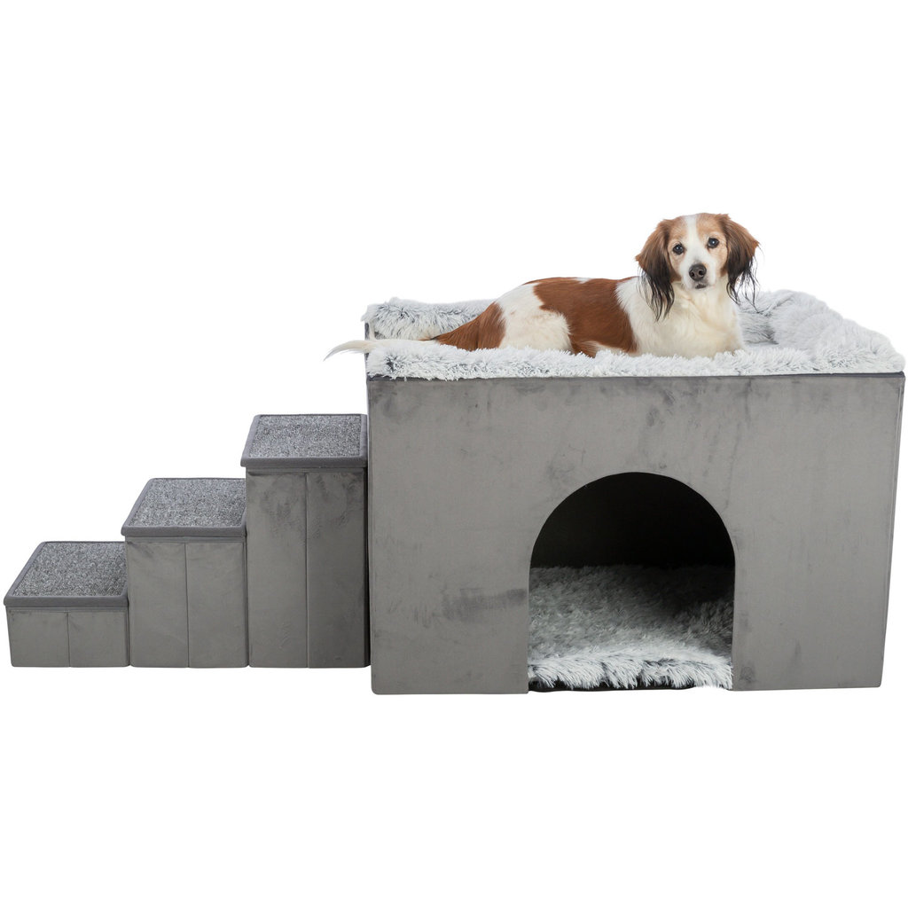 Cueva Harvey con escaleras, 154 × 60 × 60 cm, Gris/Blanco-Negro